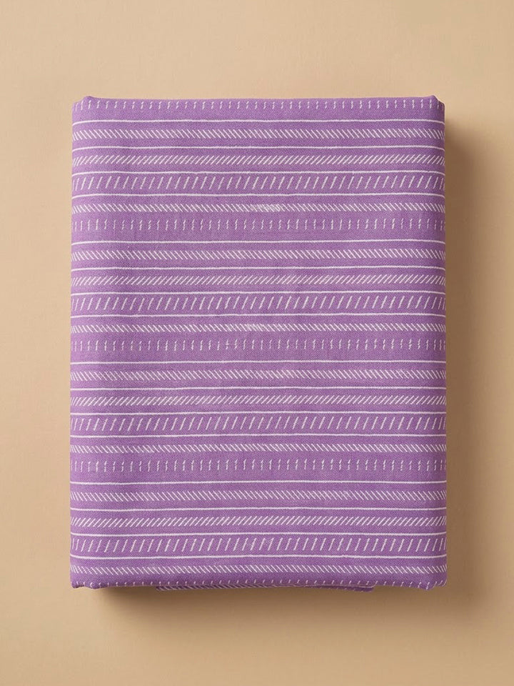 Purple Cotton Blend Printed Unstitched Dress Material
