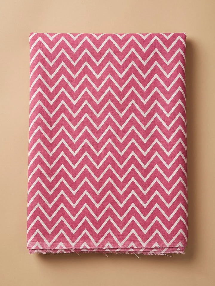 Onion Pink Cotton Blend Printed Unstitched Dress Material