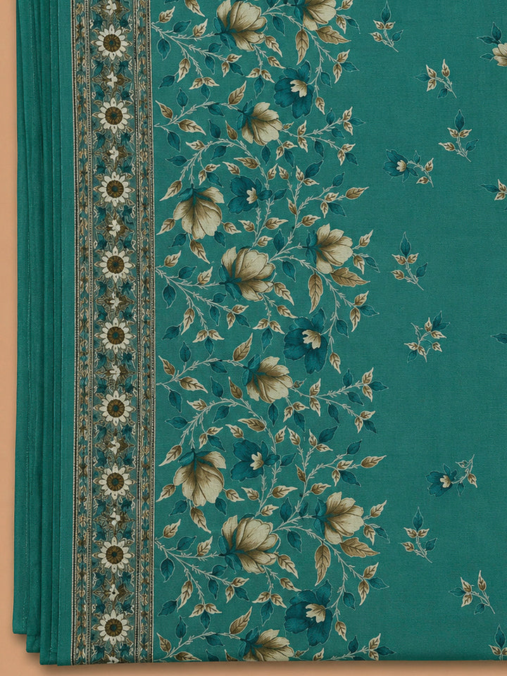 Rama Green Cotton Blend Printed Unstitched Dress Material