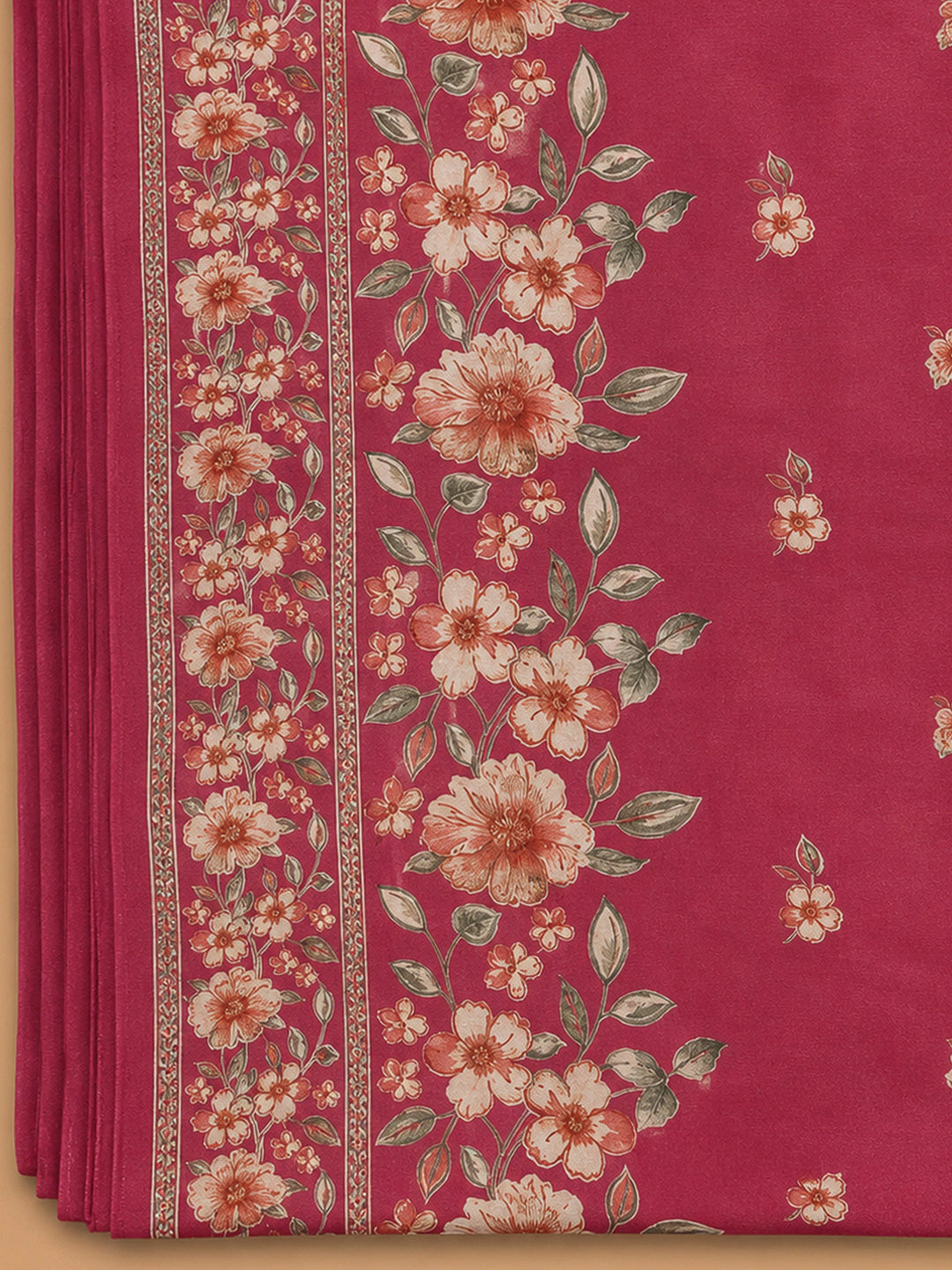 Onion Pink Cotton Blend Printed Unstitched Dress Material