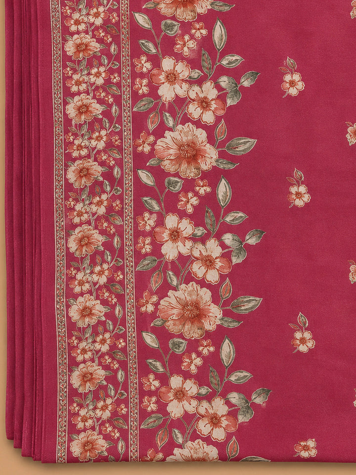 Onion Pink Cotton Blend Printed Unstitched Dress Material