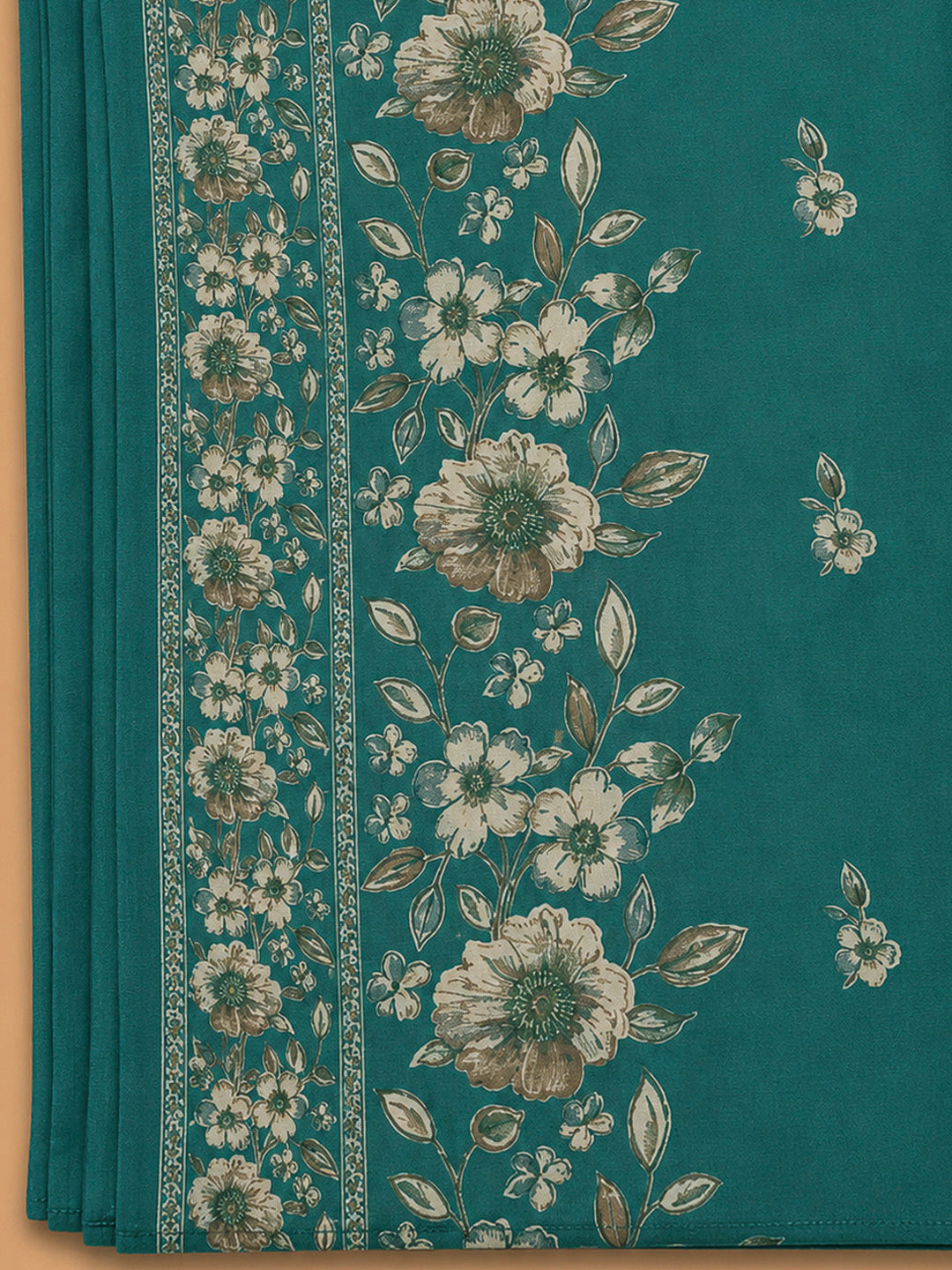 Rama Green Cotton Blend Printed Unstitched Dress Material