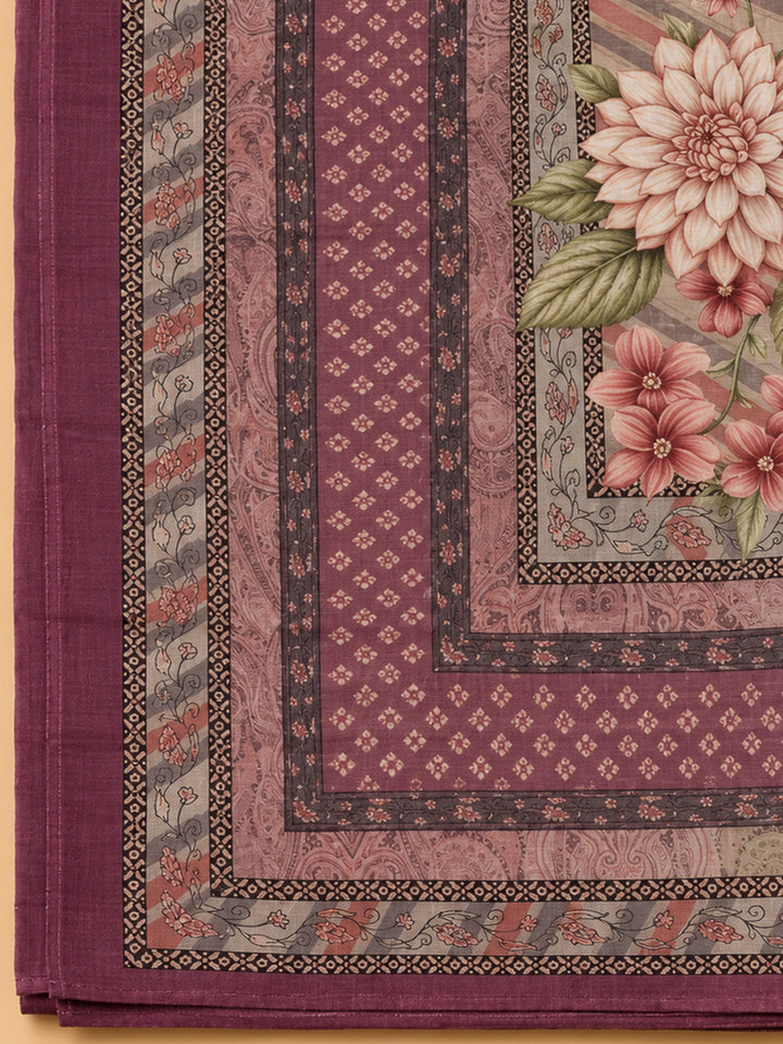 Onion Pink Crepe Printed Unstitched Dress Material