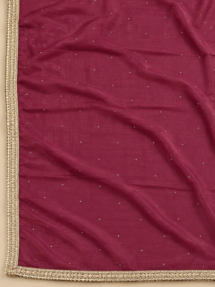 Onion Pink Cotton Blend Embroidered Unstitched Dress Material
