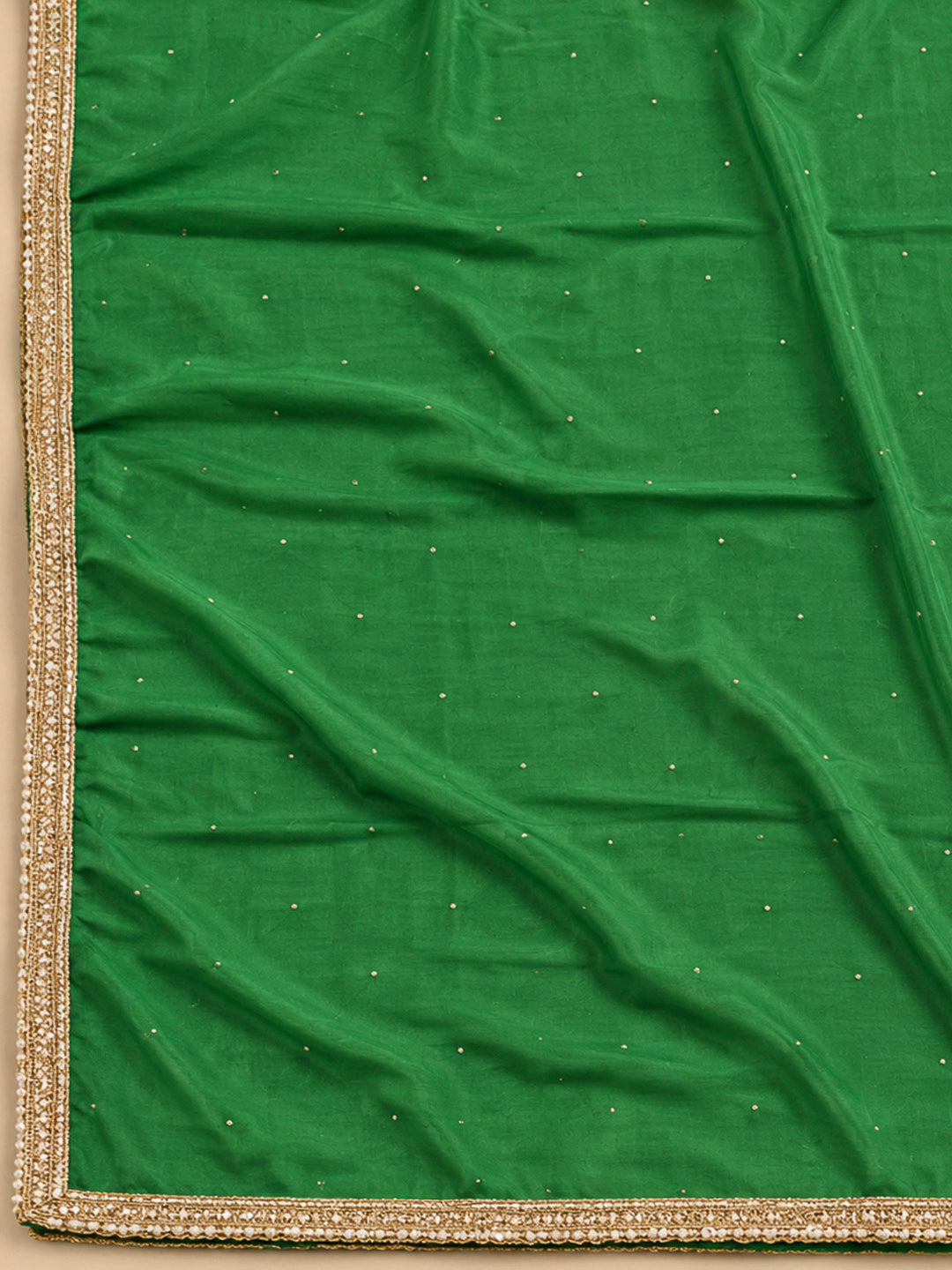 Green Cotton Blend Printed Unstitched Dress Material