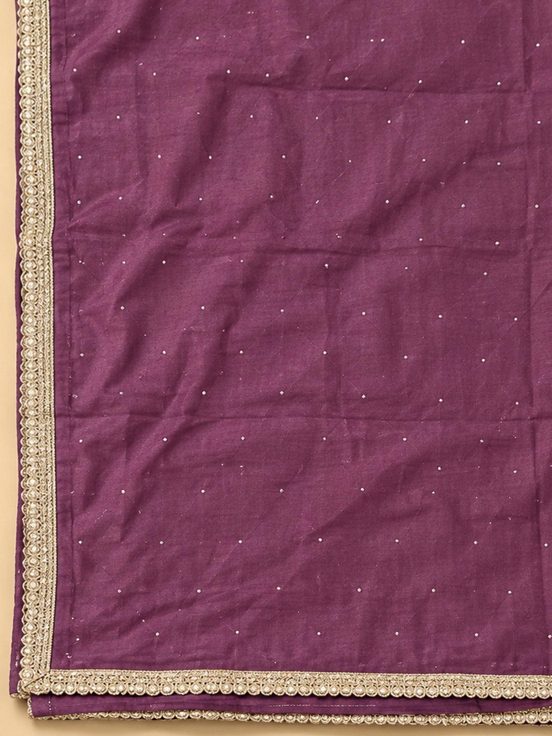 Purple Cotton Blend Printed Unstitched Dress Material
