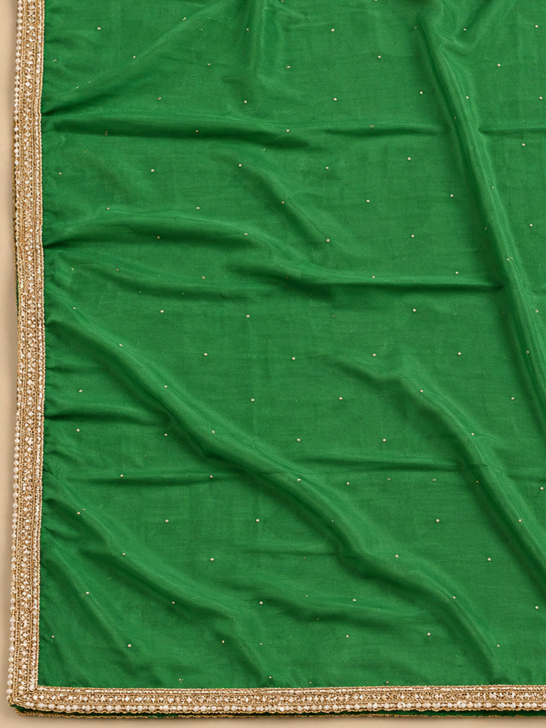 Green Cotton Blend Printed Unstitched Dress Material