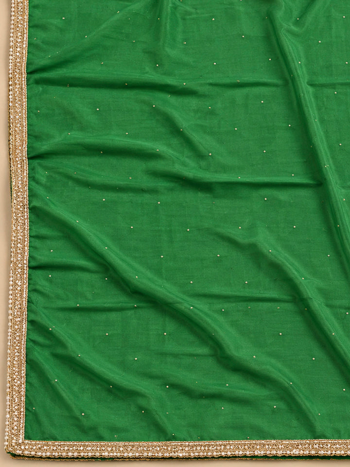 Green Cotton Blend Printed Unstitched Dress Material