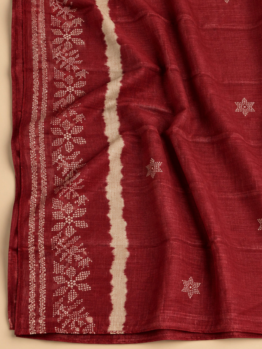 Maroon Cotton Blend Printed Unstitched Dress Material