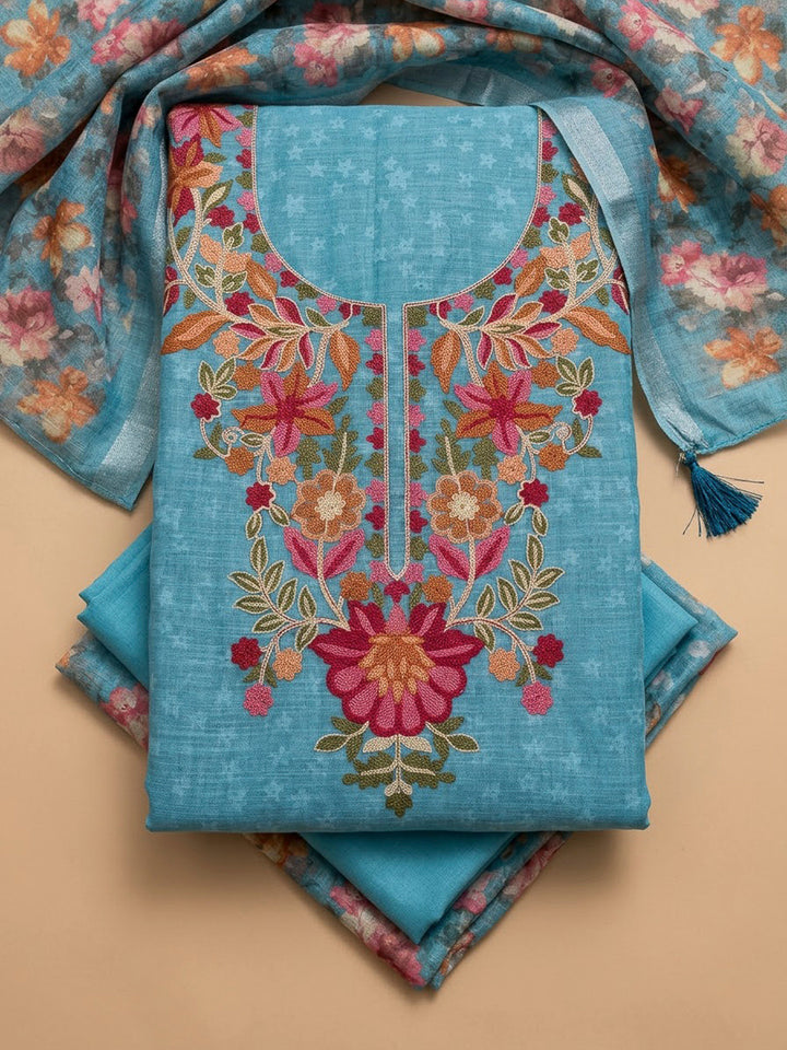 Firozee Chanderi Embroidered Unstitched Dress Material