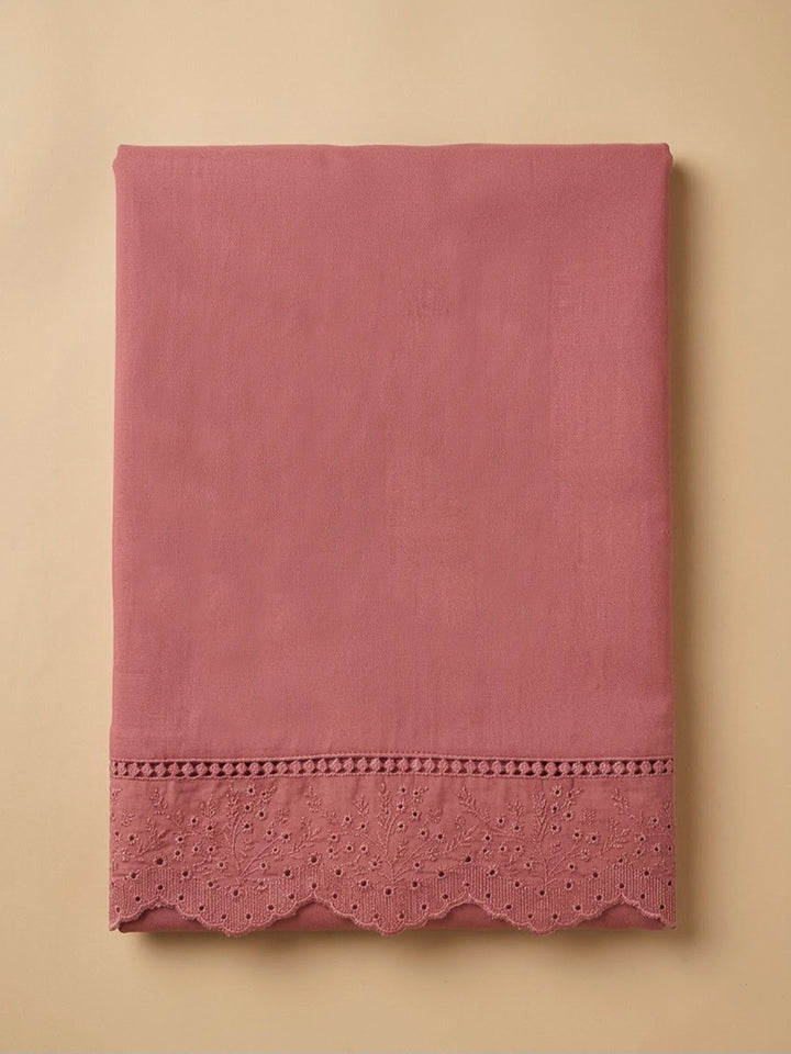 Dusty Pink Chanderi Embroidered Unstitched Dress Material
