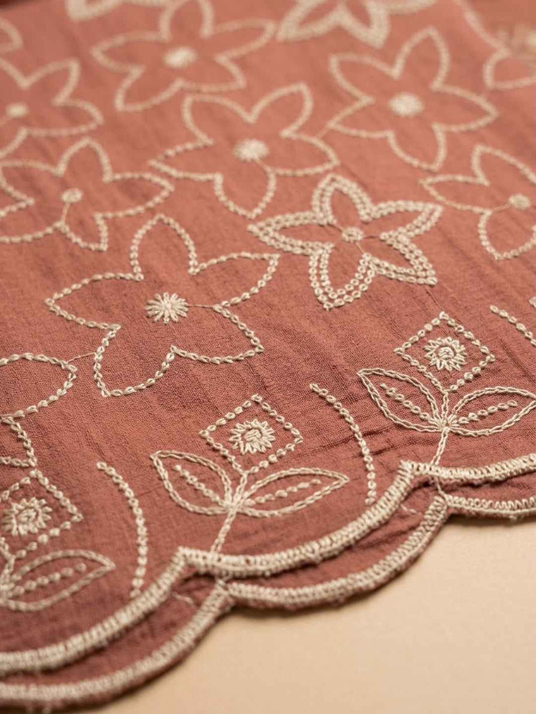 Peach Chanderi Embroidered Unstitched Dress Material