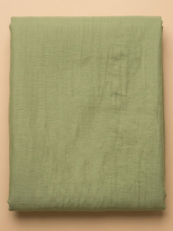 Pista Green Chanderi Embroidered Unstitched Dress Material