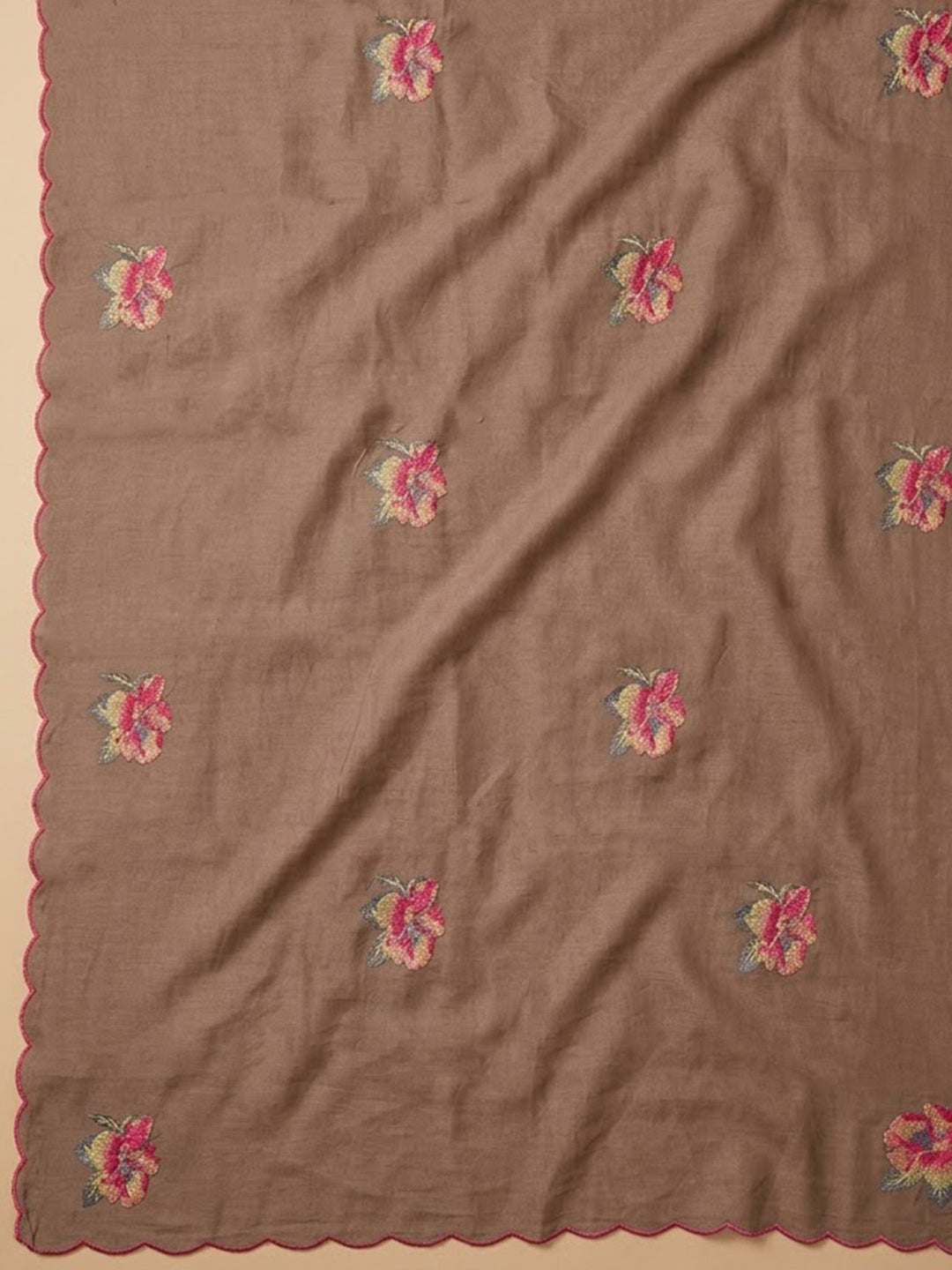 Mouse Chanderi Embroidered Unstitched Dress Material