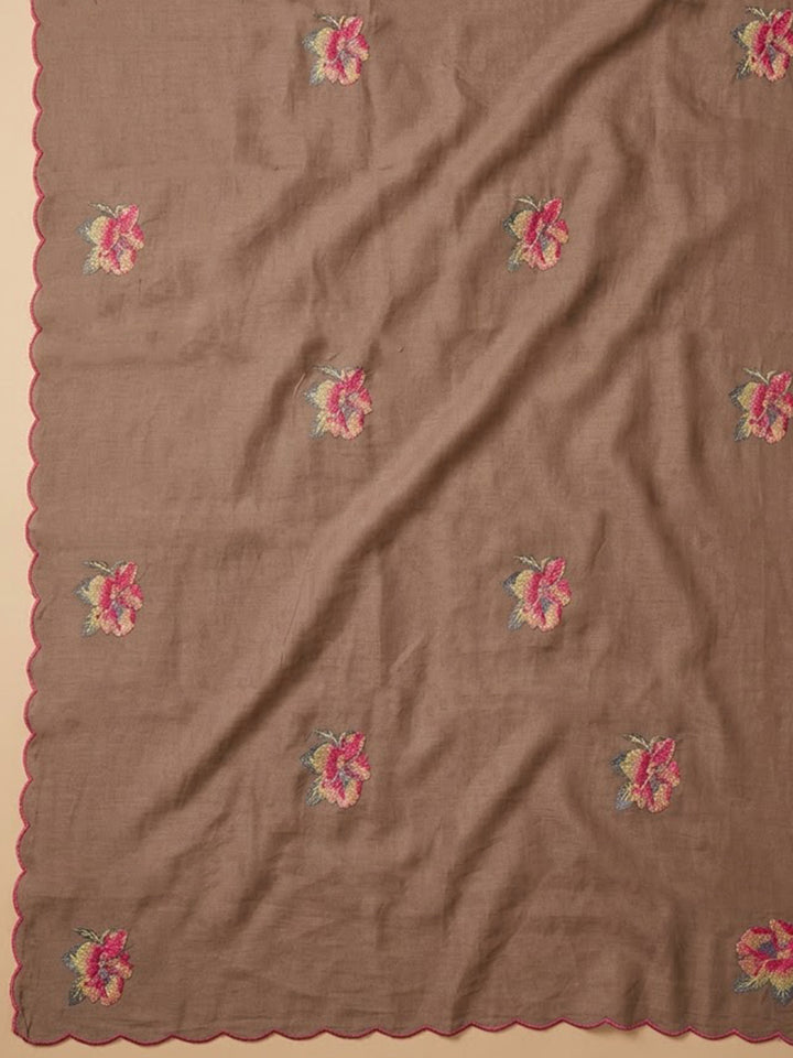 Mouse Chanderi Embroidered Unstitched Dress Material