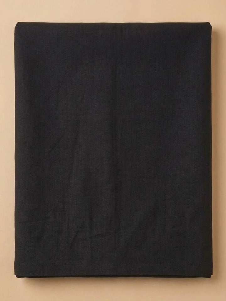 Black Chanderi Embroidered Unstitched Dress Material