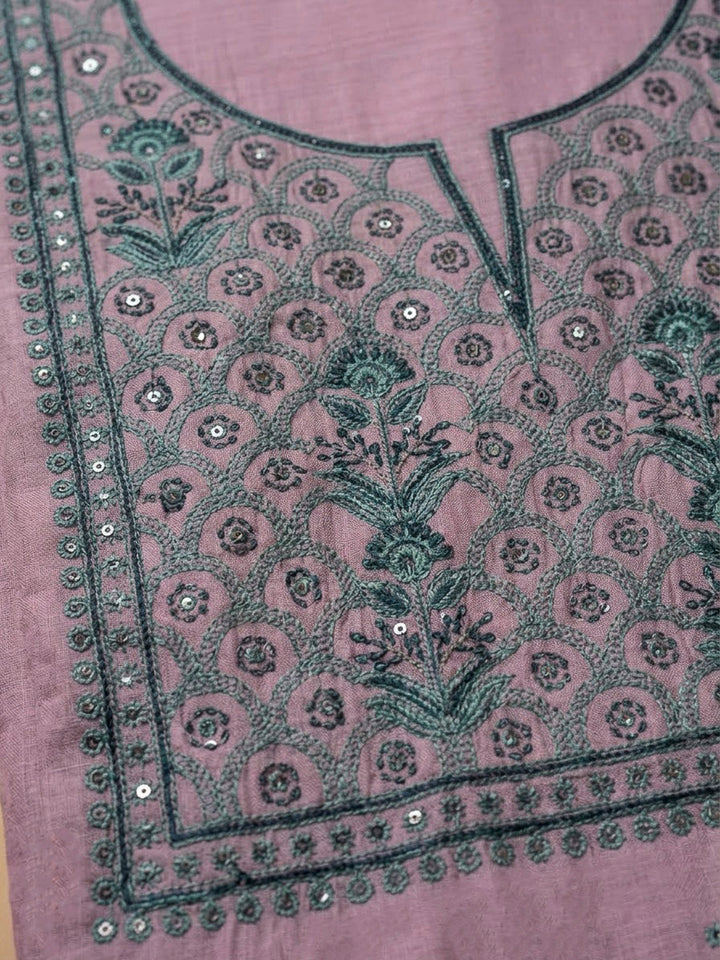 Pink Chanderi Embroidered Unstitched Dress Material