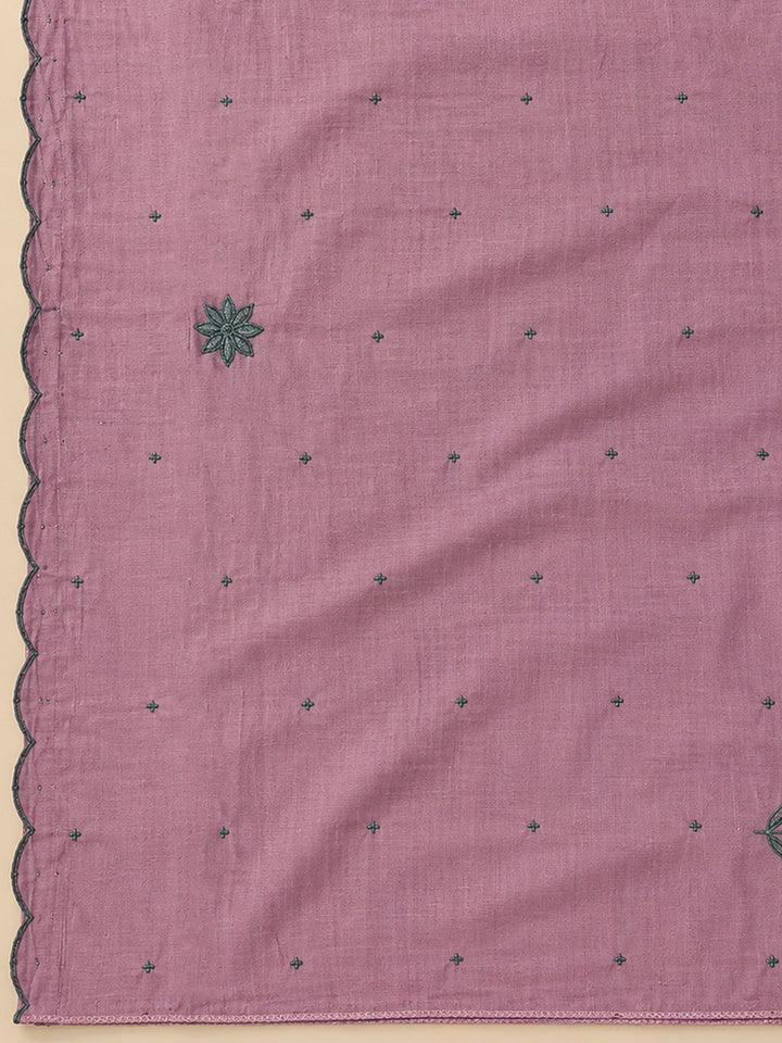 Pink Chanderi Embroidered Unstitched Dress Material