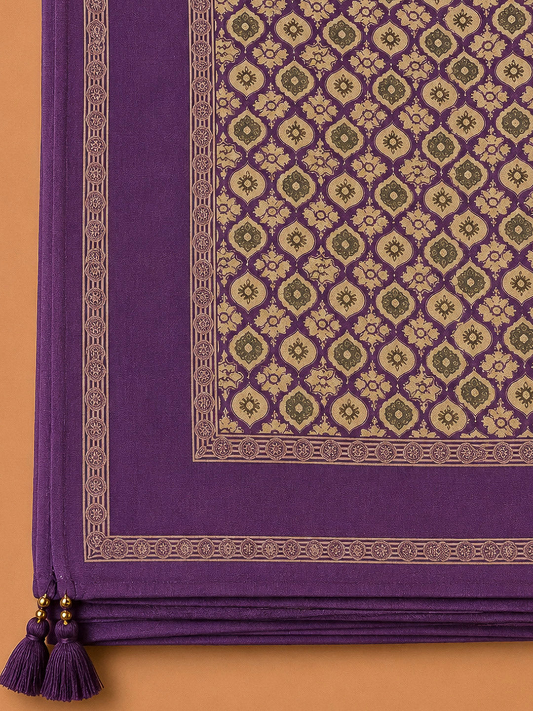 Purple Crepe Printed Unstitched Dress Material
