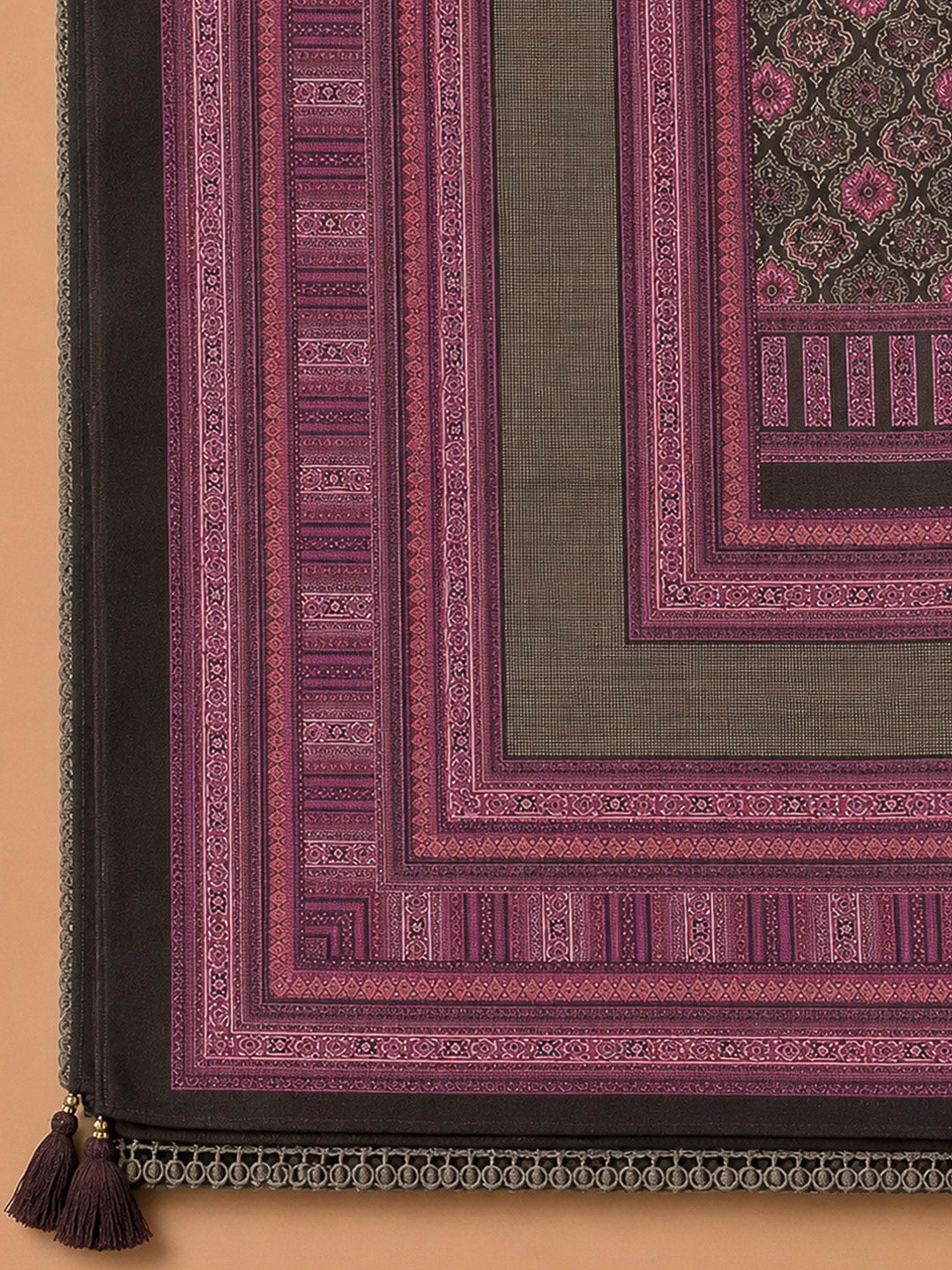 Brown Crepe Printed Unstitched Dress Material