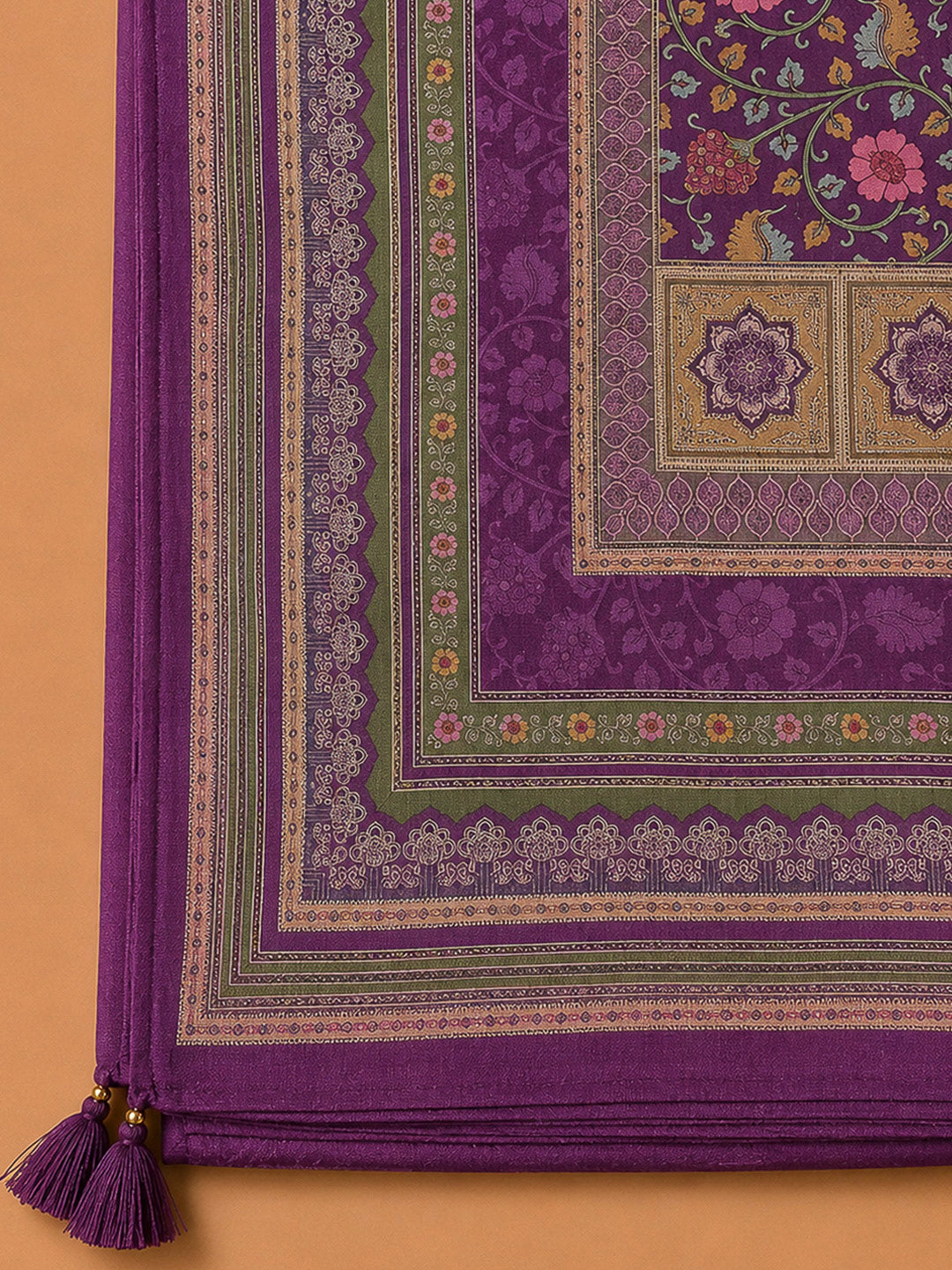 Purple Crepe Printed Unstitched Dress Material