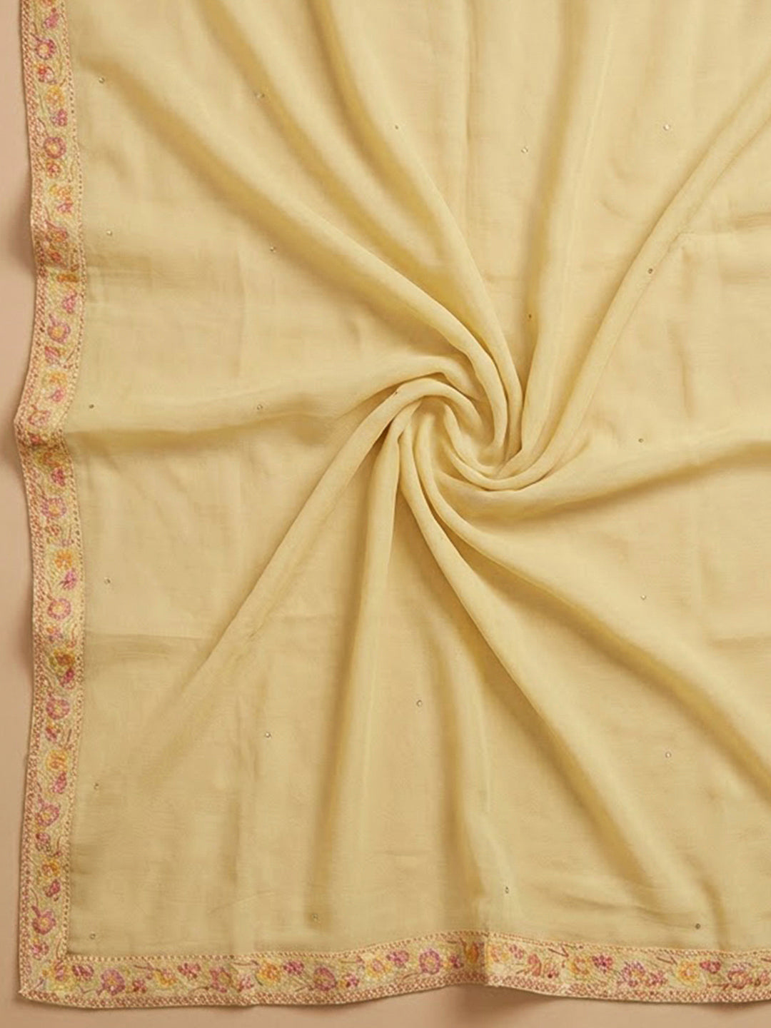 Mustard Chanderi Printed Unstitched Dress Material