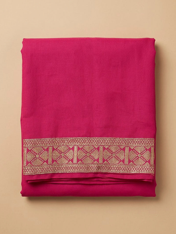Pink Chanderi Printed Unstitched Dress Material