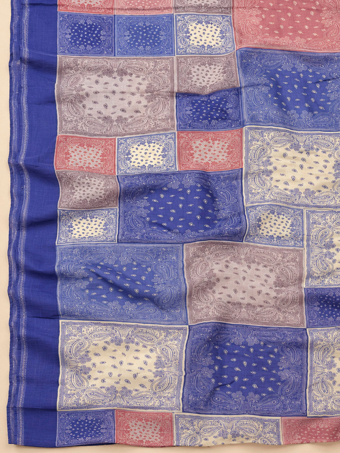Purple Chanderi Printed Unstitched Dress Material