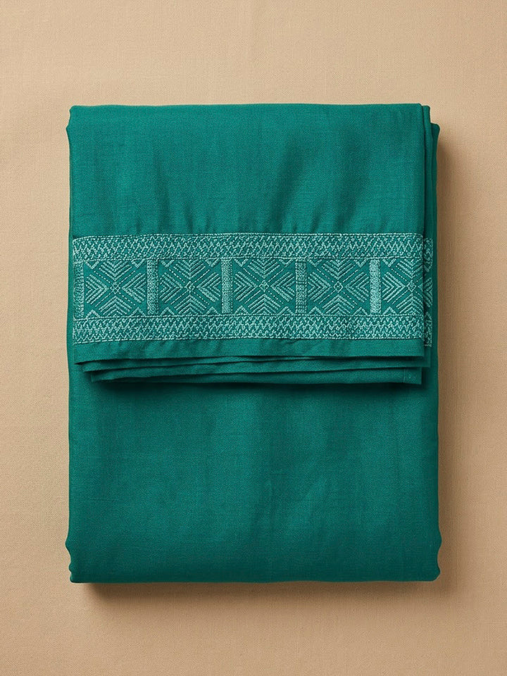 Rama Green Chanderi Printed Unstitched Dress Material