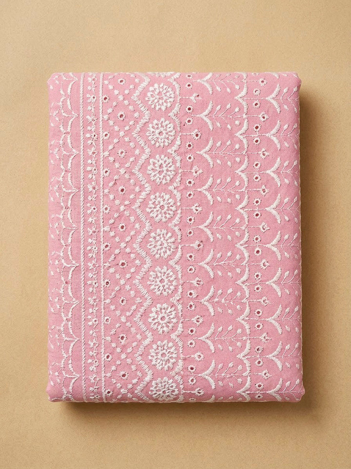 Peach Cotton Blend Printed Unstitched Dress Material