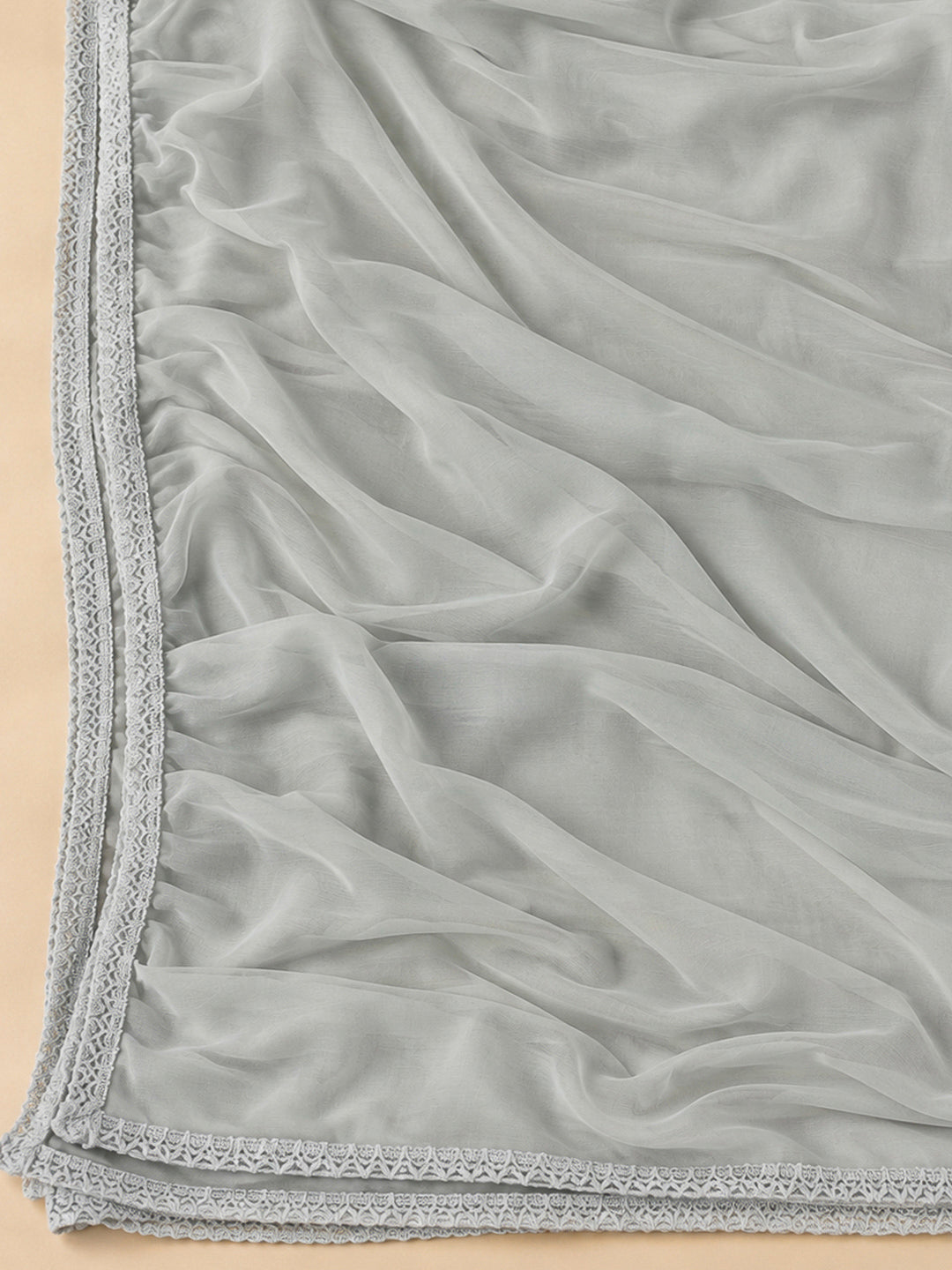 Grey Cotton Blend Embroidered Unstitched Dress Material
