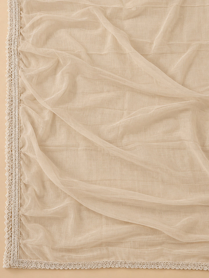 Peach Cotton Blend Embroidered Unstitched Dress Material