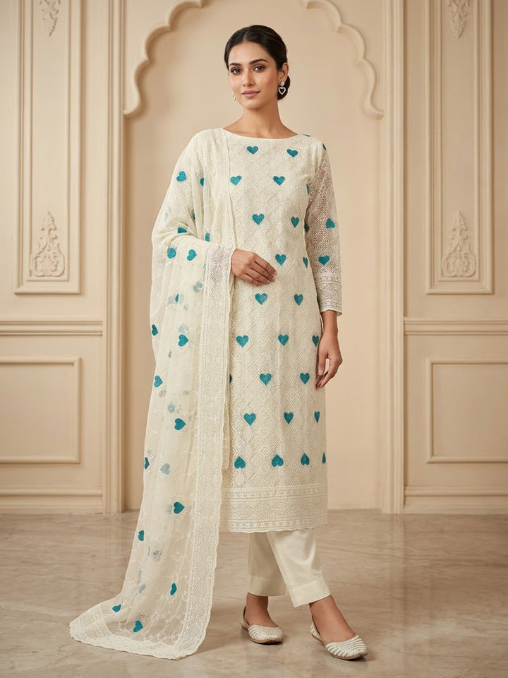 Blue Georgette Woven Design Unstitched Dress Material