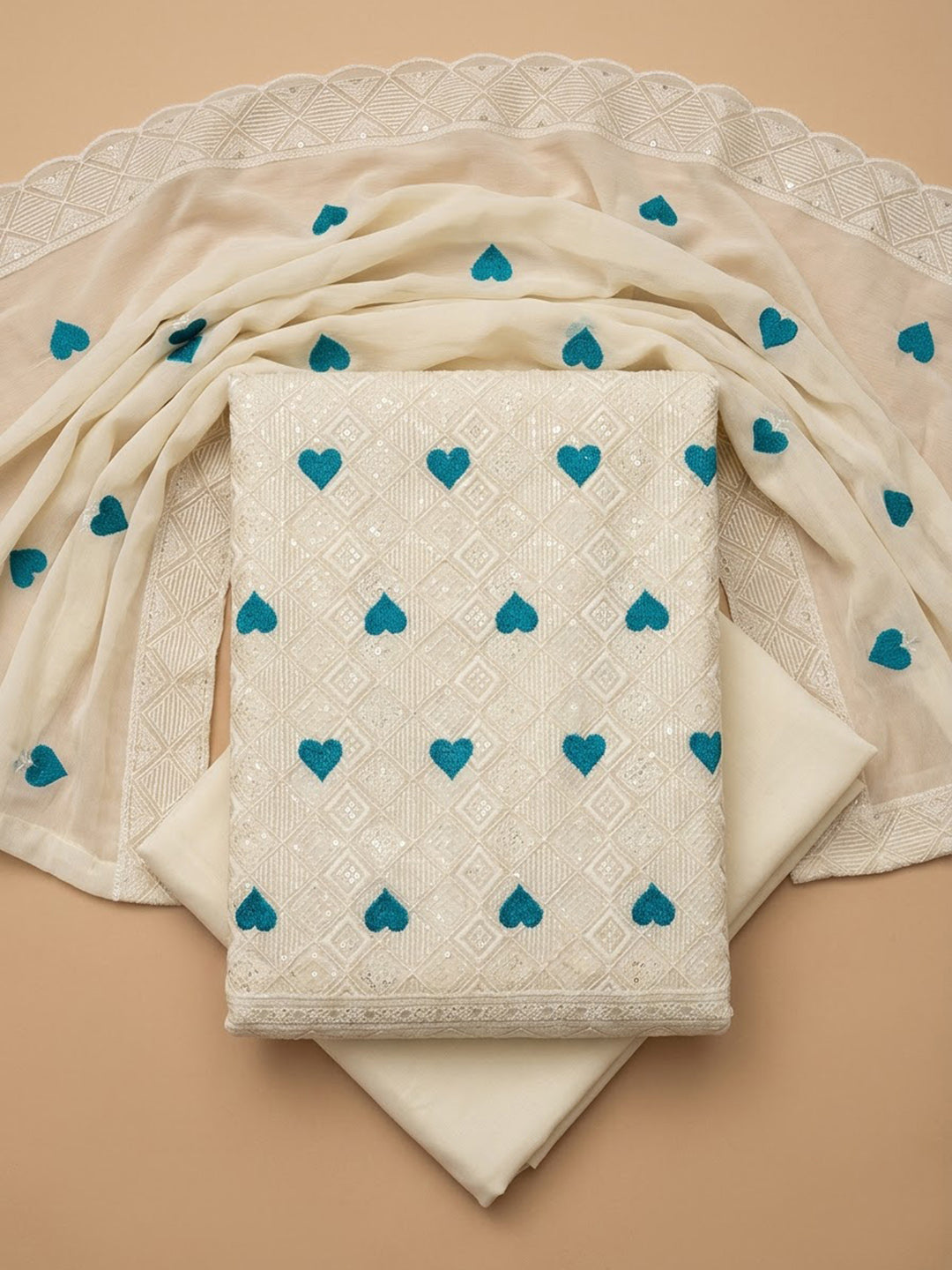 Blue Georgette Woven Design Unstitched Dress Material