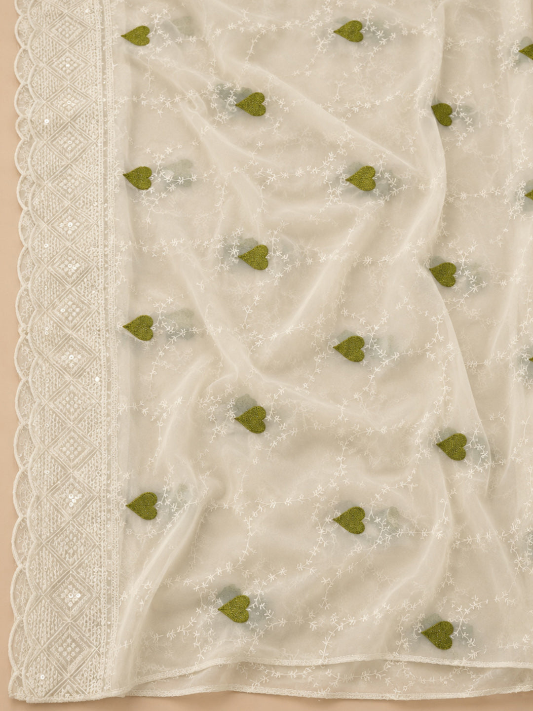 Mehndi Georgette Woven Design Unstitched Dress Material