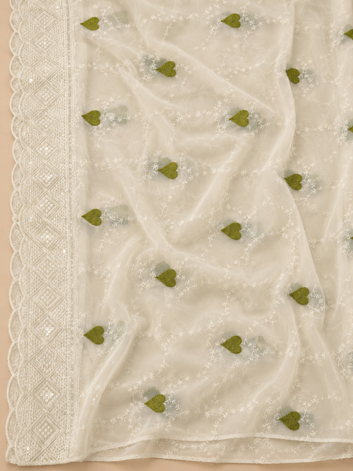 Mehndi Georgette Woven Design Unstitched Dress Material