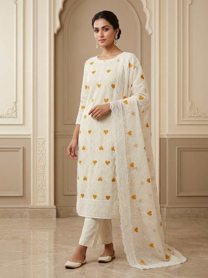 Mustard Georgette Woven Design Unstitched Dress Material