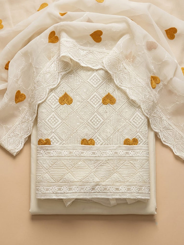 Mustard Georgette Woven Design Unstitched Dress Material