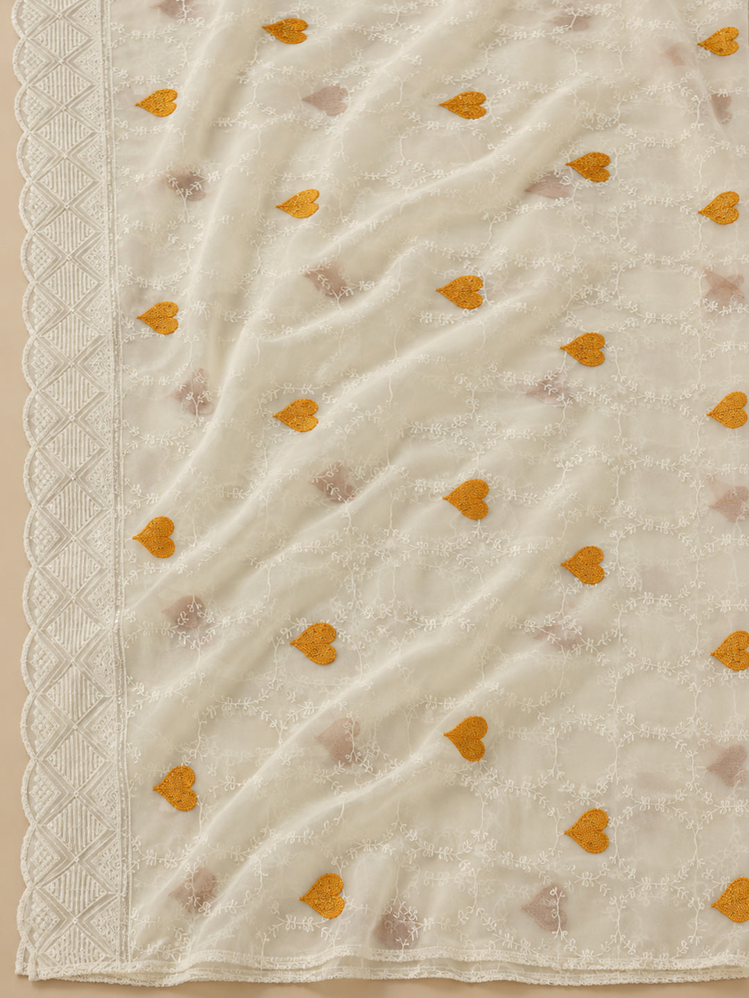 Mustard Georgette Woven Design Unstitched Dress Material