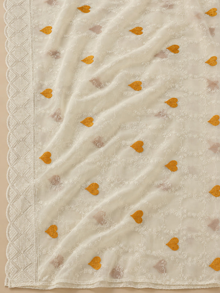 Mustard Georgette Woven Design Unstitched Dress Material