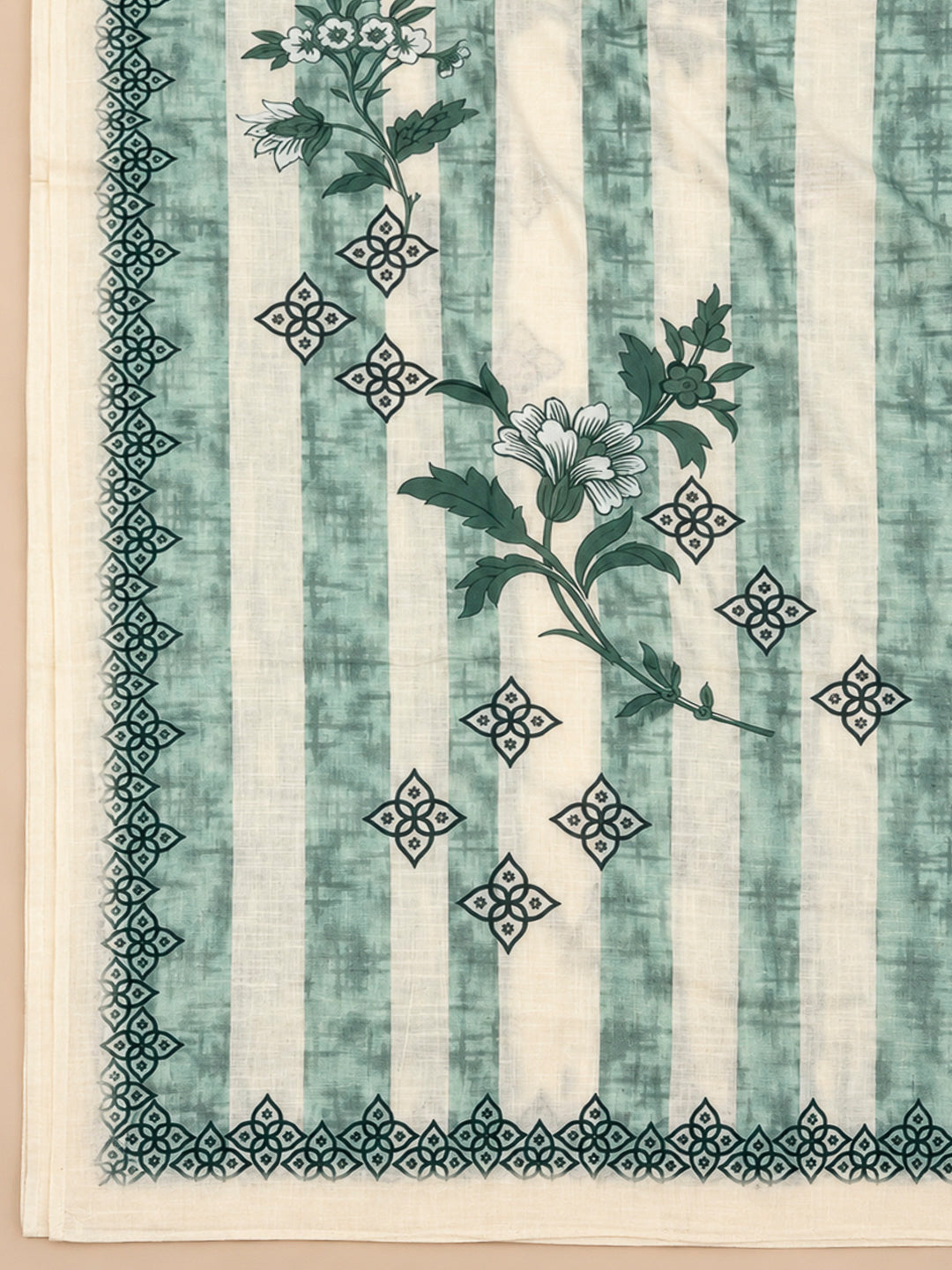 Aqua Green Chanderi Embroidered Unstitched Dress Material