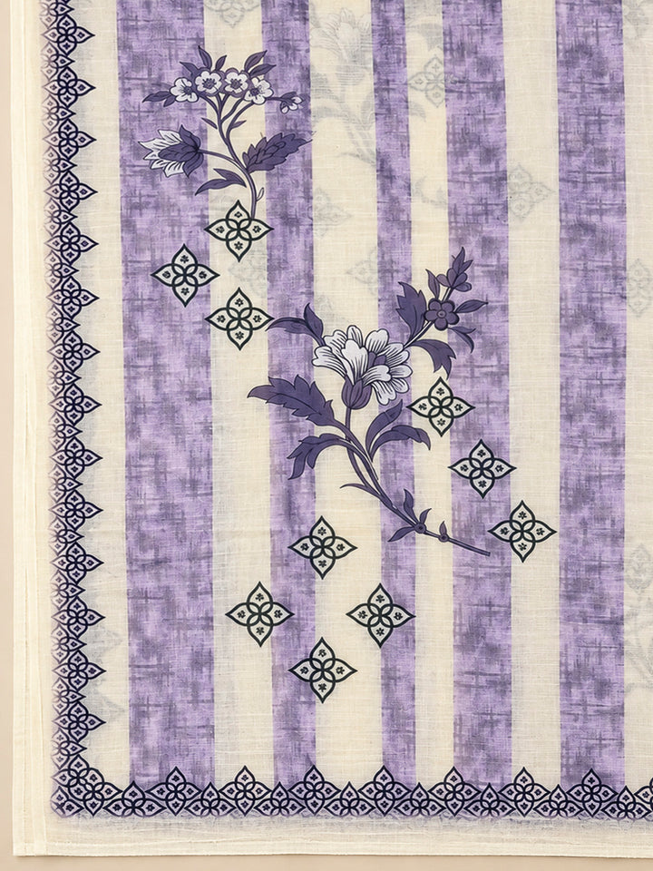 Purple Chanderi Embroidered Unstitched Dress Material
