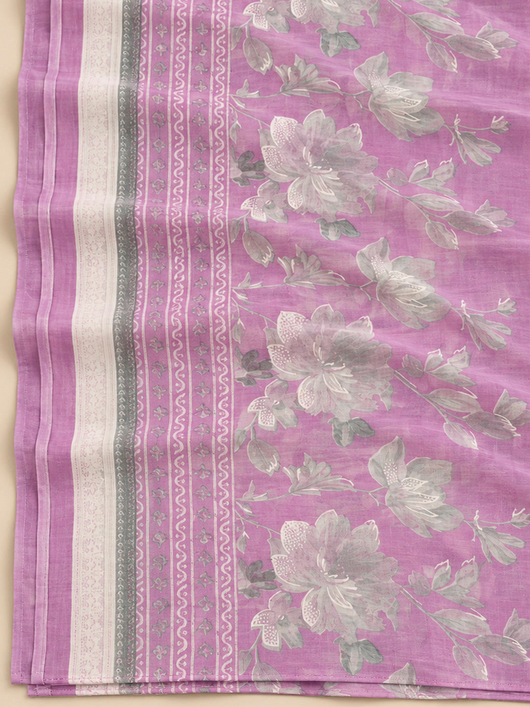 Pink Cotton Blend Embroidered Unstitched Dress Material