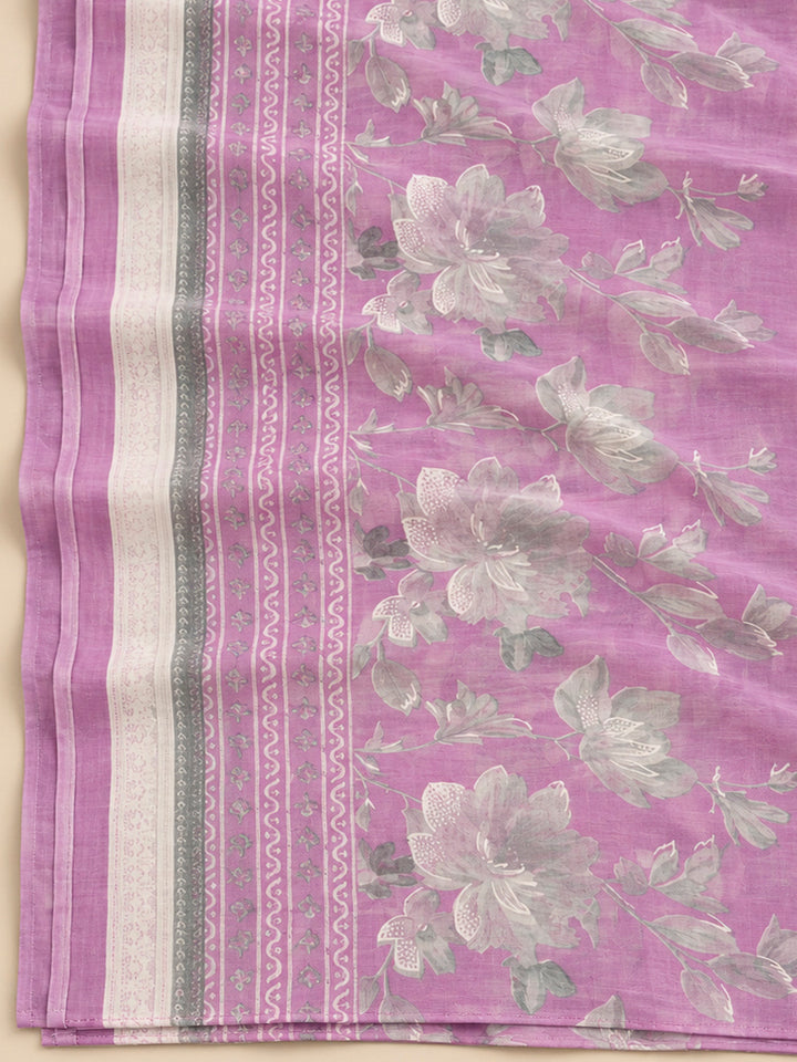 Pink Cotton Blend Embroidered Unstitched Dress Material
