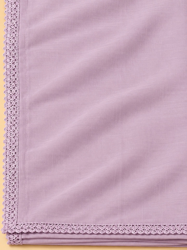 Lavender Cotton Blend Printed Unstitched Dress Material