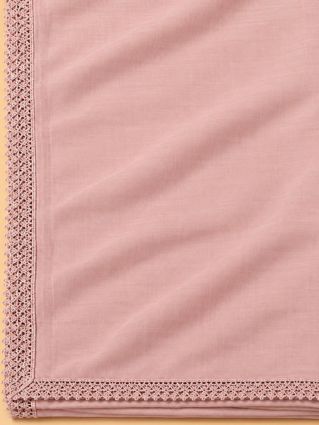 Peach Cotton Blend Printed Unstitched Dress Material