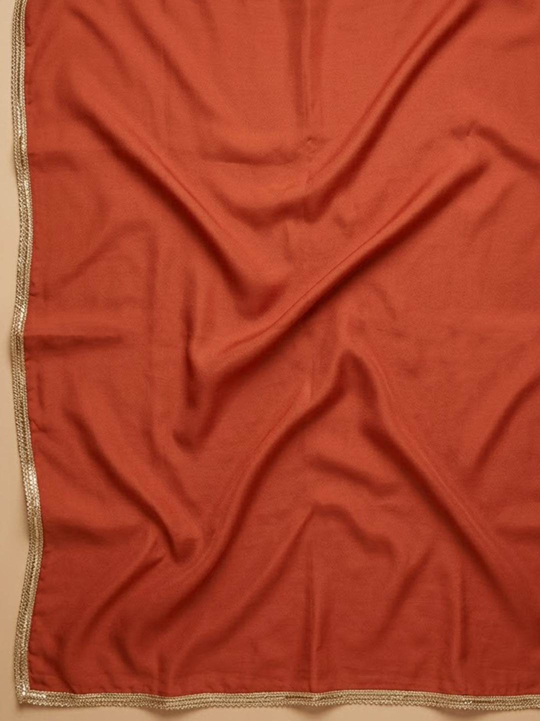 Orange Cotton Blend Embroidered Unstitched Dress Material