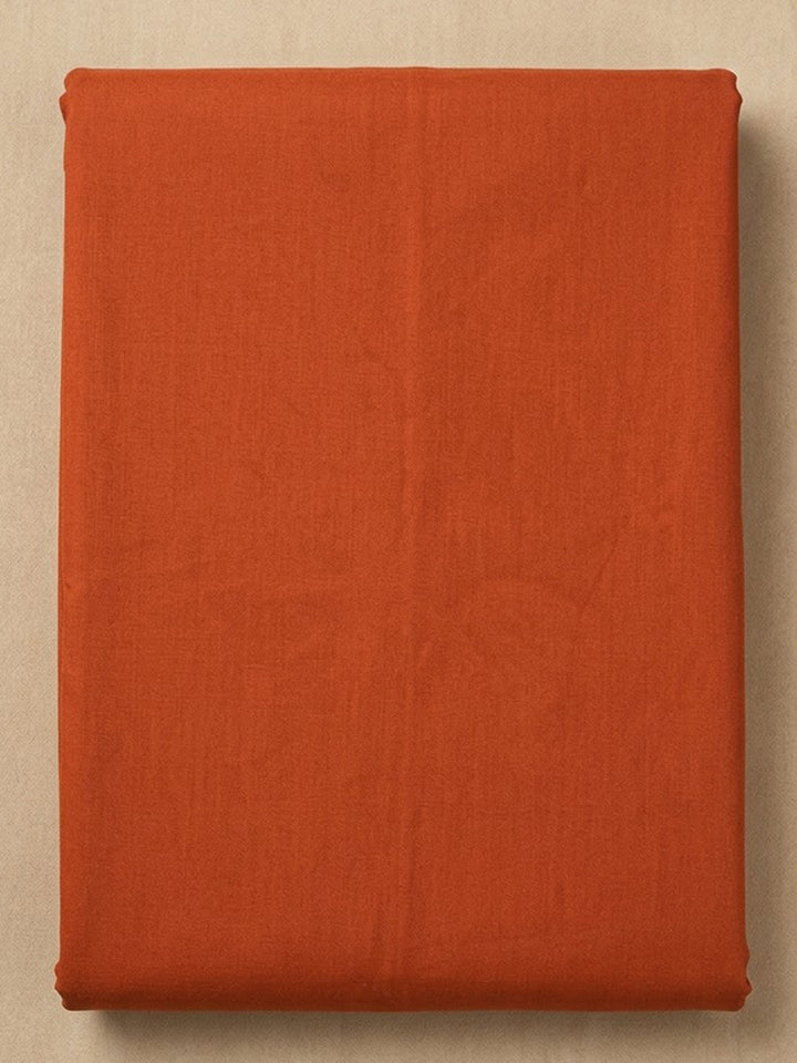 Orange Cotton Blend Embroidered Unstitched Dress Material