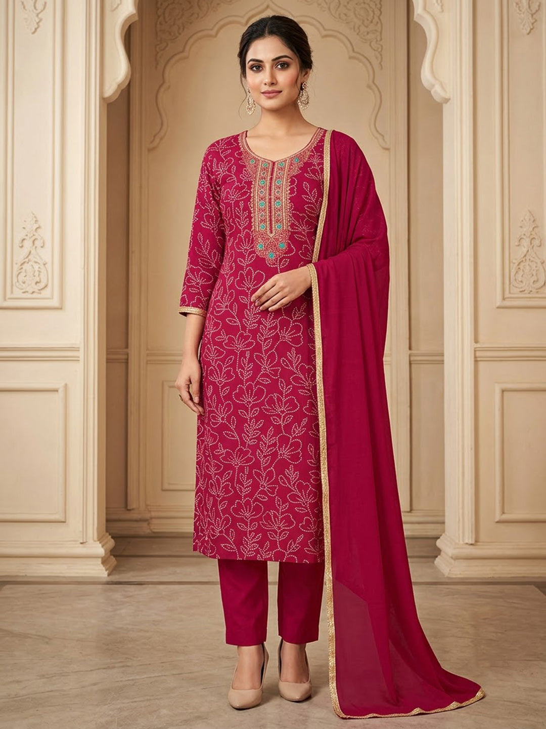 Rani Cotton Blend Embroidered Unstitched Dress Material