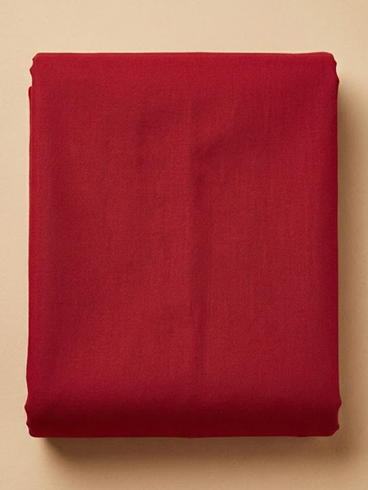 Red Cotton Blend Embroidered Unstitched Dress Material